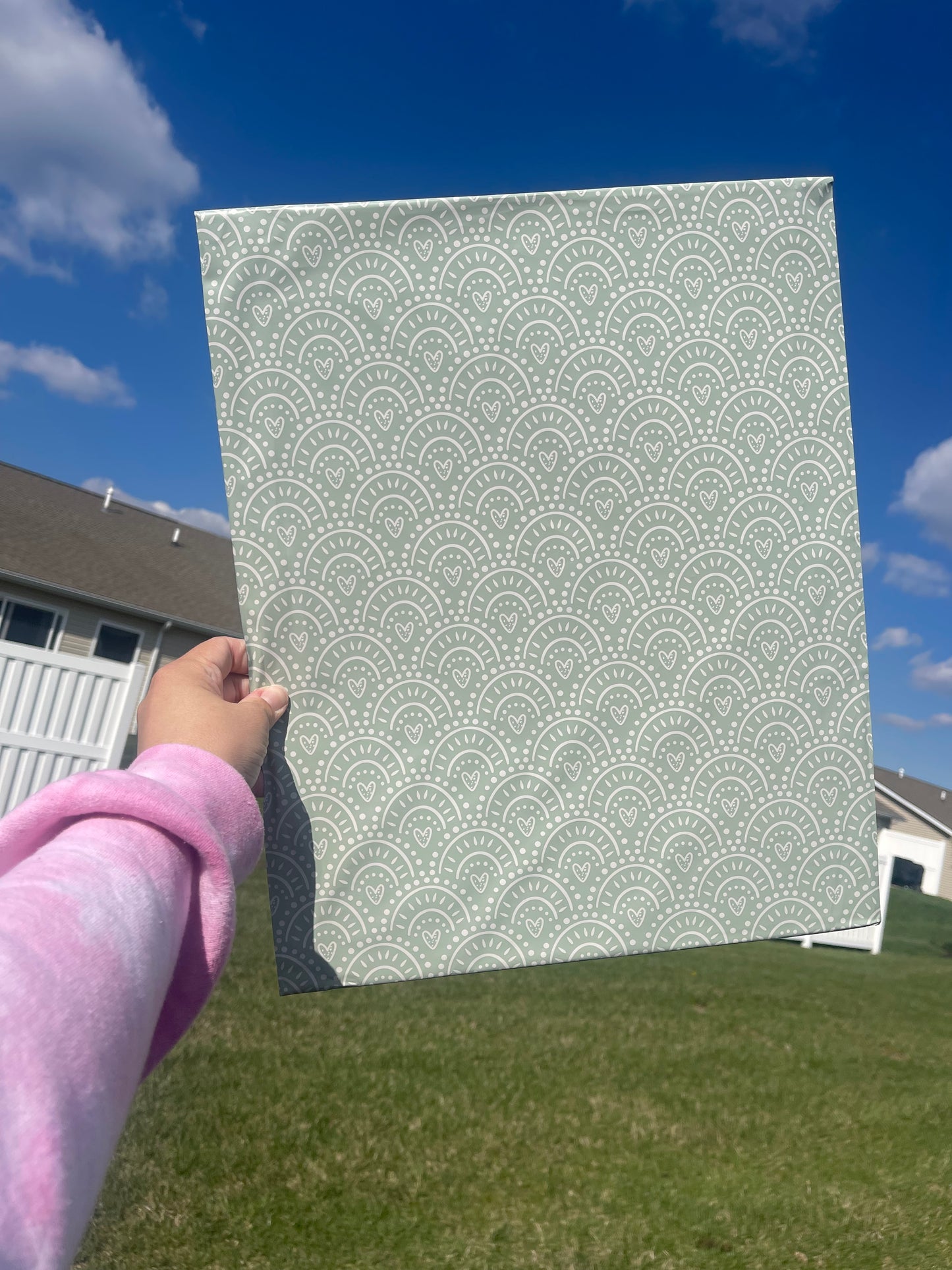 14x17 Green Hearts Poly Mailer