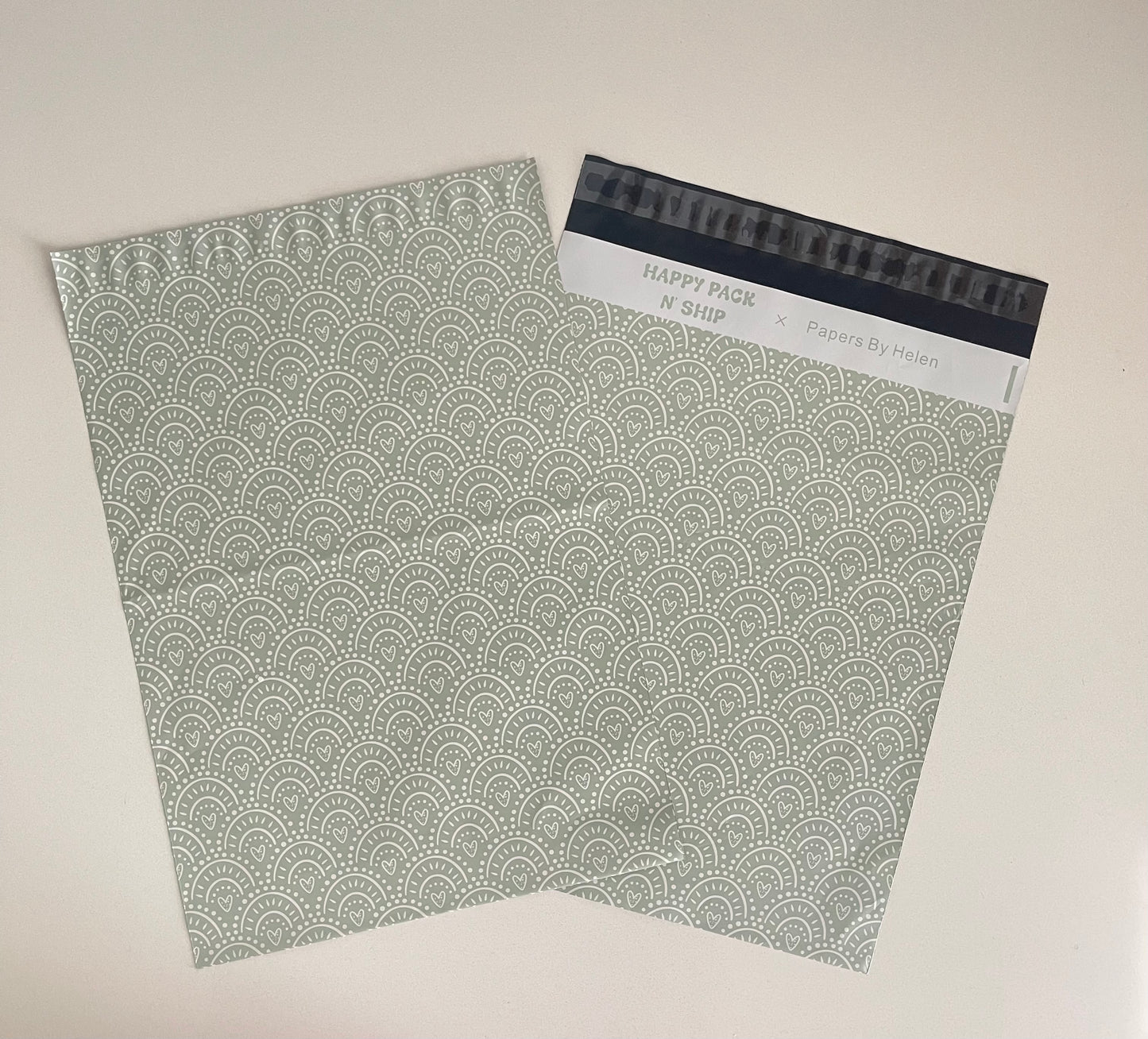 10x13 Green Hearts Poly Mailer