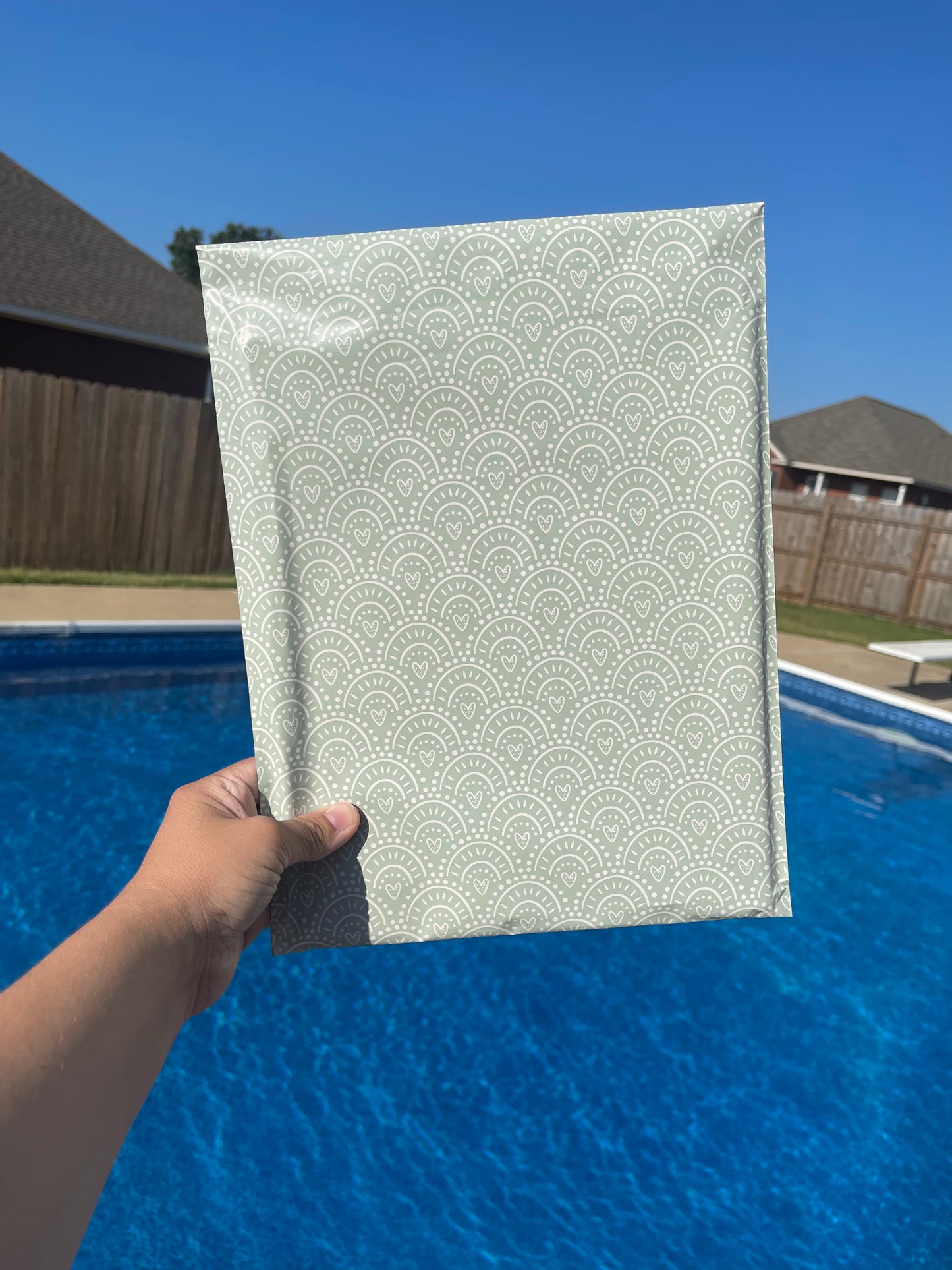 10x13 Green Hearts Poly Mailer