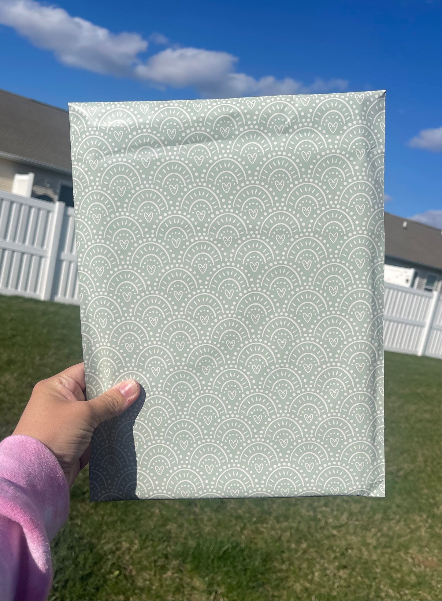 10x13 Green Hearts Poly Mailer