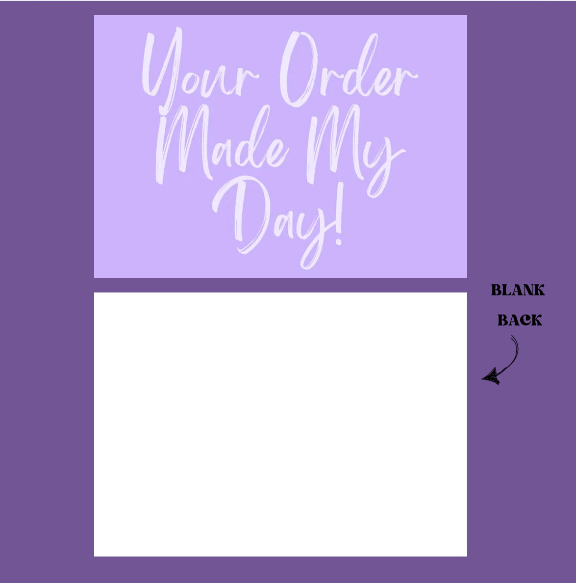 Your Order Made My Day Purple Insert Cards