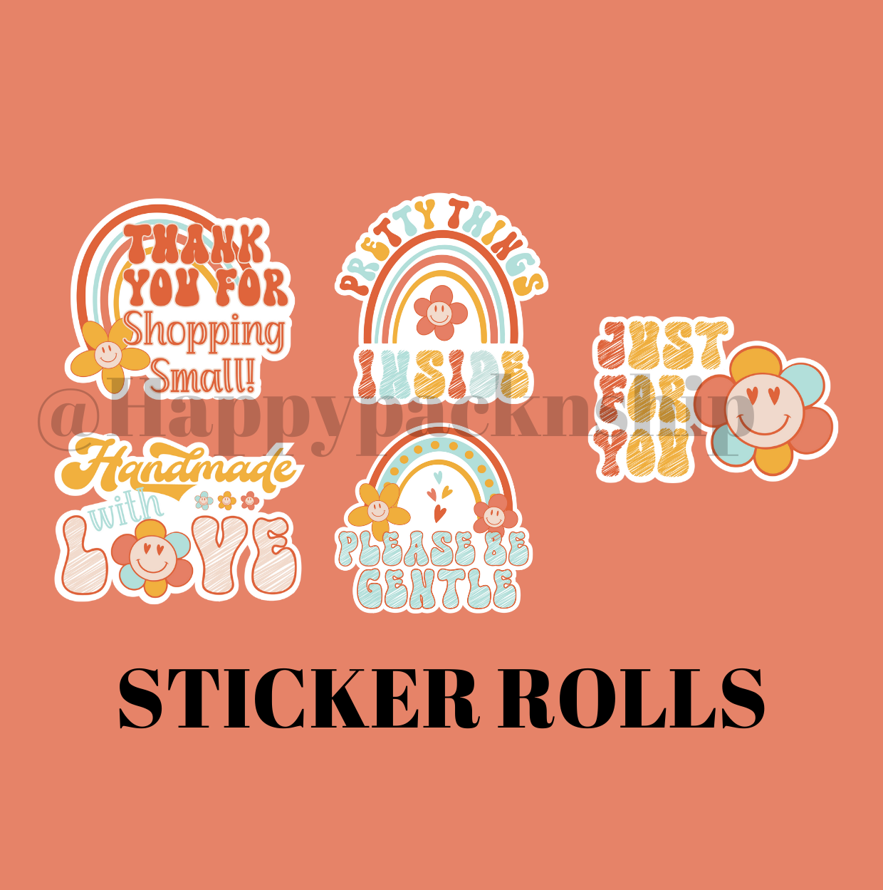 Groovy Gratitude Stickers Sticker Roll