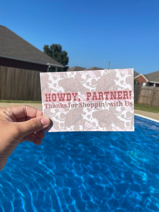 Howdy Partner Insert Cards