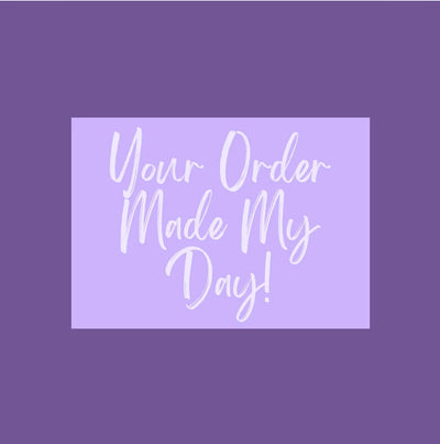 Your Order Made My Day Purple Insert Cards